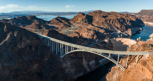 Aerial view of the hoover dam in united states.