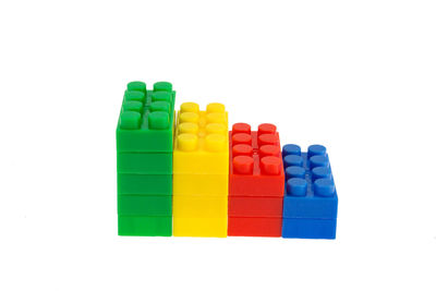 Close-up of toys against white background