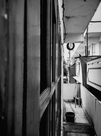 Close-up of clothes hanging on wall