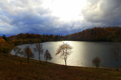 Scenic view of lake against sky