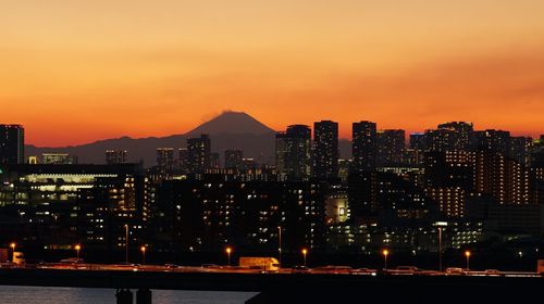 City lit up at night