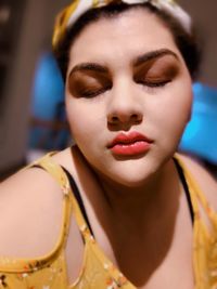 Close-up portrait of a beautiful young woman
