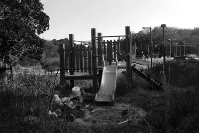 Trees on grassy field