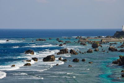 Scenic view of sea against clear sky