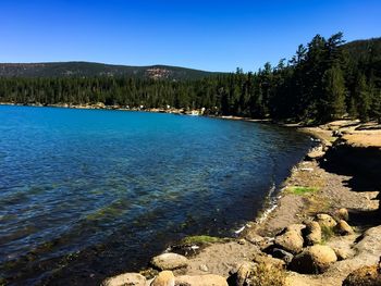 Scenic view of mountain against clear sky