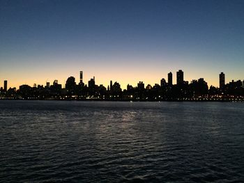 City skyline at sunset