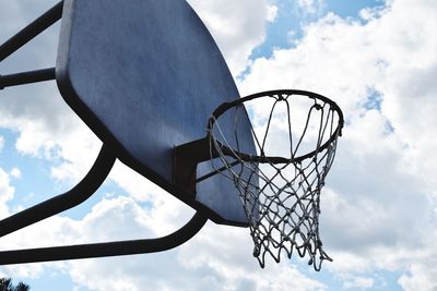Low angle view of basketball hoop against sky