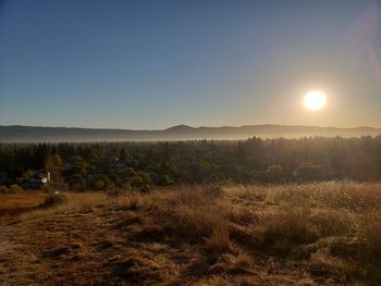 Scenic view of landscape against sky during sunset