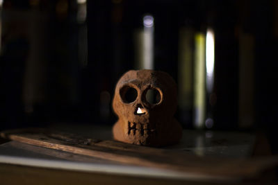 Black coffee on table at home during halloween