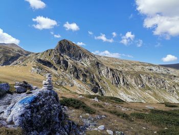 Scenic view of rocky mountains against sky