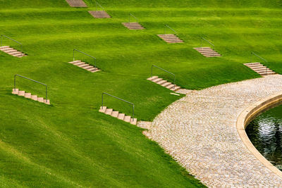High angle view of footpath