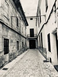 Empty alley amidst buildings in city