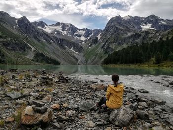 Incredible view of the foot of the mountain and the upper multinskoe lake