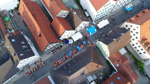 High angle view of crowd on road in city