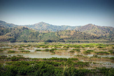 Scenic view of lake against sky