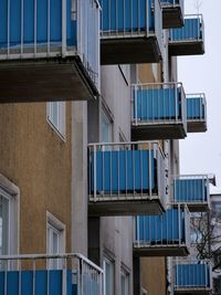 Low angle view of building against blue sky