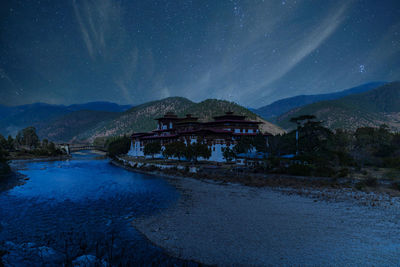 Famous punakha dzong in bhutan at night