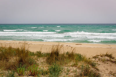 Scenic view of sea against clear sky