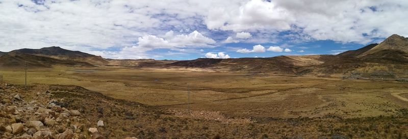 Panoramic view of landscape against cloudy sky