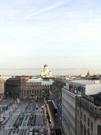 High angle view of buildings in city