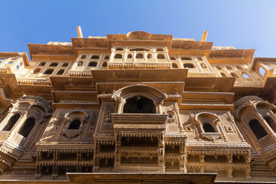 Low angle view of historical building against clear sky