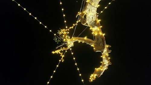 Low angle view of illuminated lights against sky at night