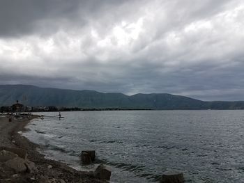 Scenic view of lake against sky