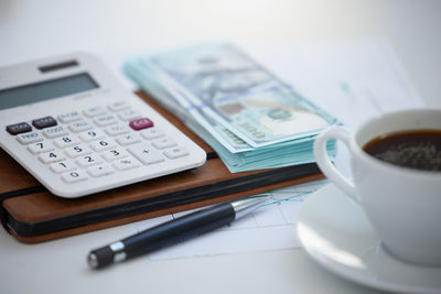 Close-up of coffee on table