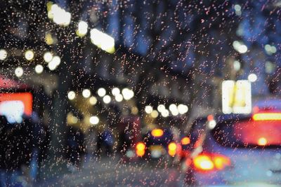 Defocused image of wet car window