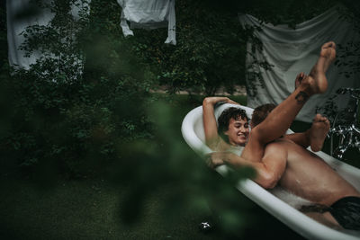 People enjoying in swimming pool