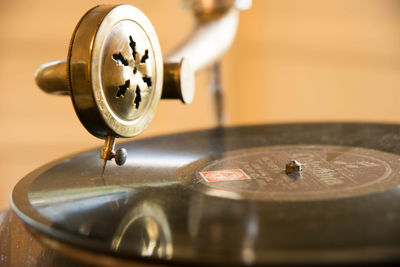 Close-up of record player needle