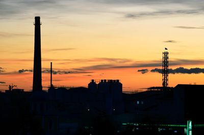 Silhouette buildings against sky during sunset