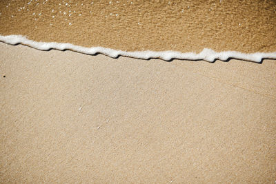 High angle view of rope on beach