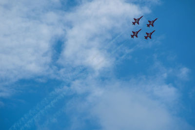 Low angle view of airplane flying in sky