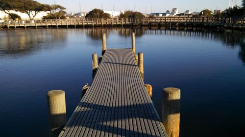 Wooden pier on lake