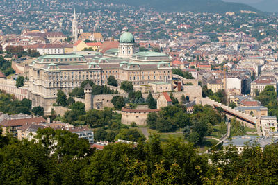 High angle view of buildings in city