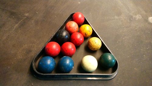 High angle view of fruits on table