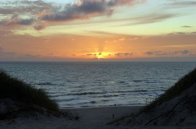 Scenic view of sea at sunset