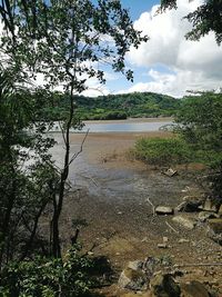 Scenic view of lake against sky