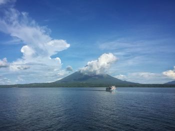 Boat sailing in sea