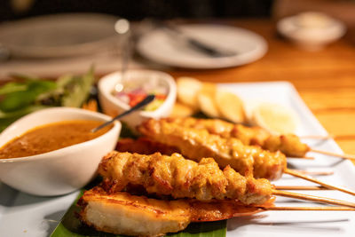 Close-up of food on table
