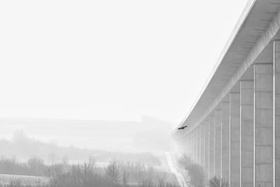 View of bridge in foggy weather