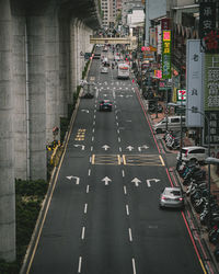 High angle view of city street