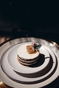 Close-up of dessert in plate on table