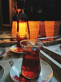 Close-up of tea served on table