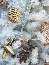 High angle view of christmas decoration on table