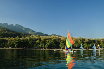 Scenic view of lake against clear sky