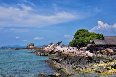 Island ocean tropical forest views near phi phi, ko rang yai, ko li pe phuket thailand asia.