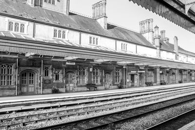 Railroad station platform against sky