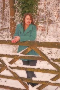 Portrait of a woman in snow